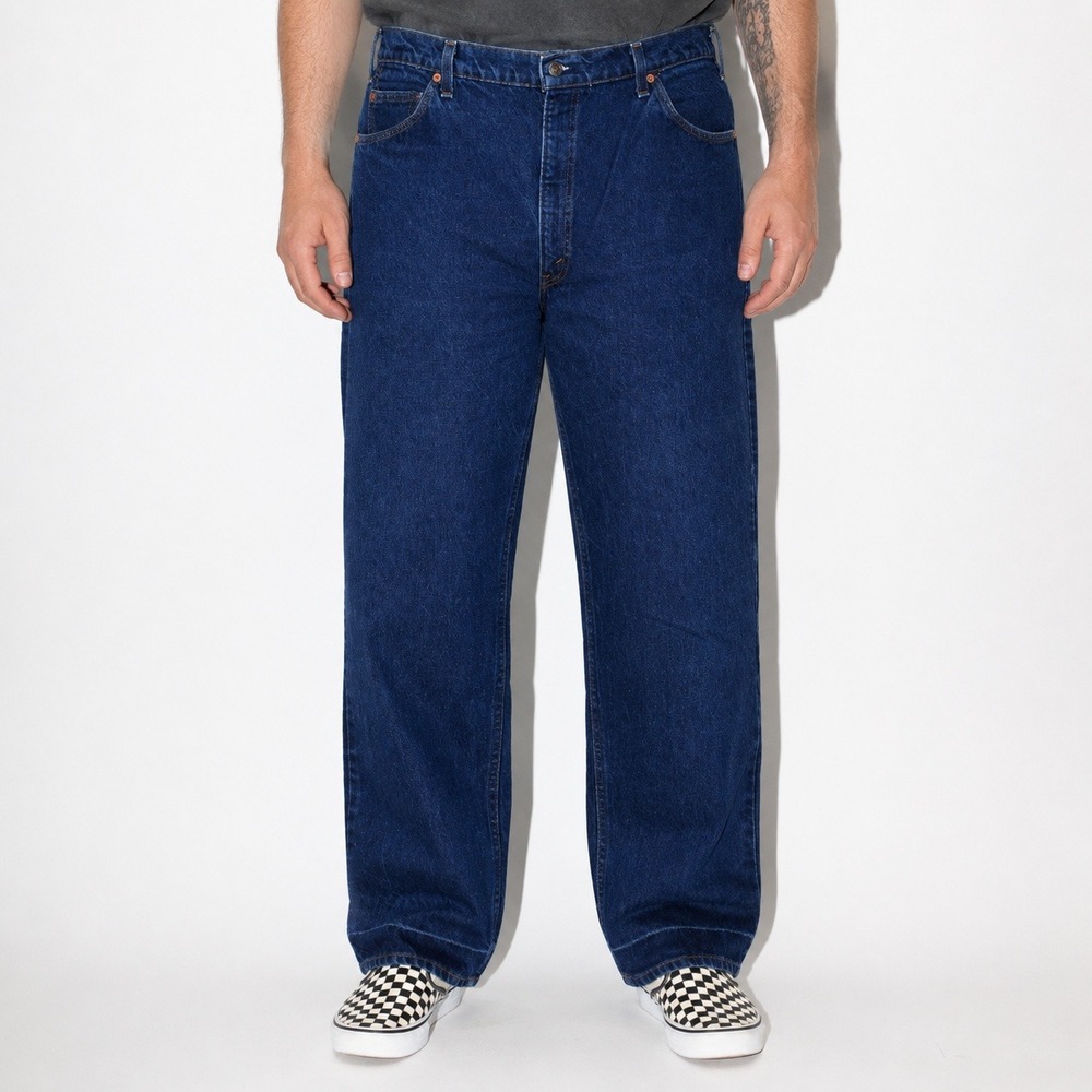 70s Vintage Dark Wash Orange Tab Jeans Mens 42x34 Blue Denim Regular Fit
